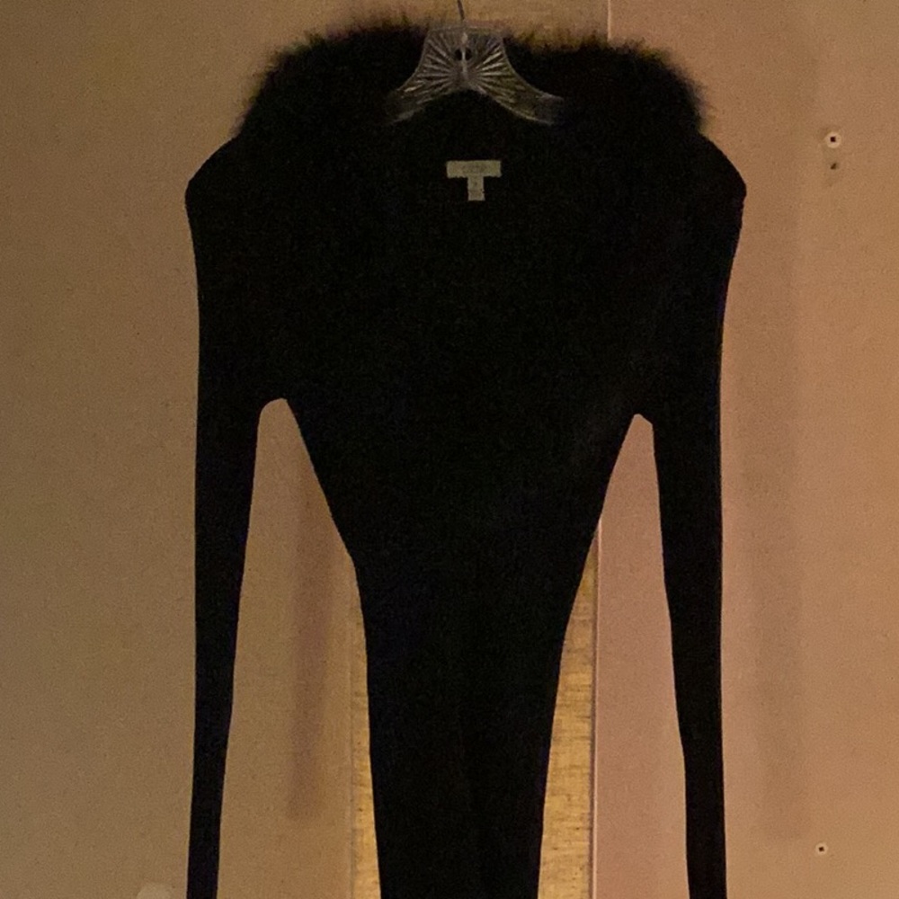 Cache Black Long Sleeve Fitted Sweater